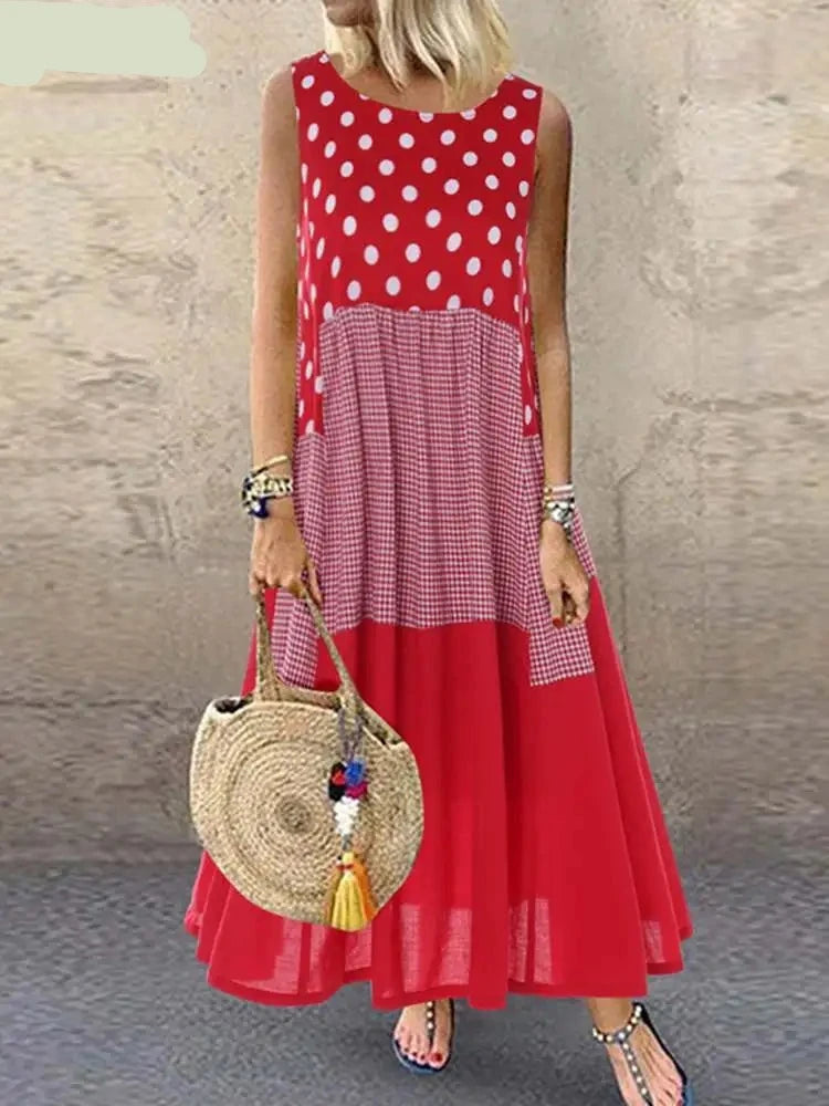 Women's Bohemian Ruffle Sundress  ZANZEA Summer Sleeveless Floral Printed Maxi Long Dress Casual Loose Party Tanks Vestido